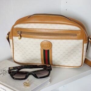 RARE Authentic Gucci Cream/Caramel Microguccisima Vintage Monogram Crossbody Bag